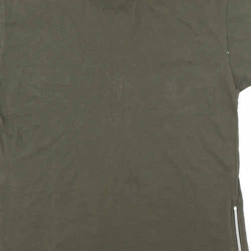 Cedar Wood State Mens Green    T-Shirt Size S  - longer length, brooklyn, zip detail