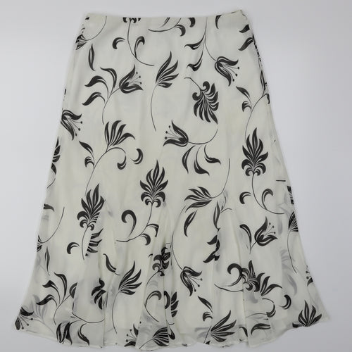 BHS Womens White Floral  Flare Skirt Size 12