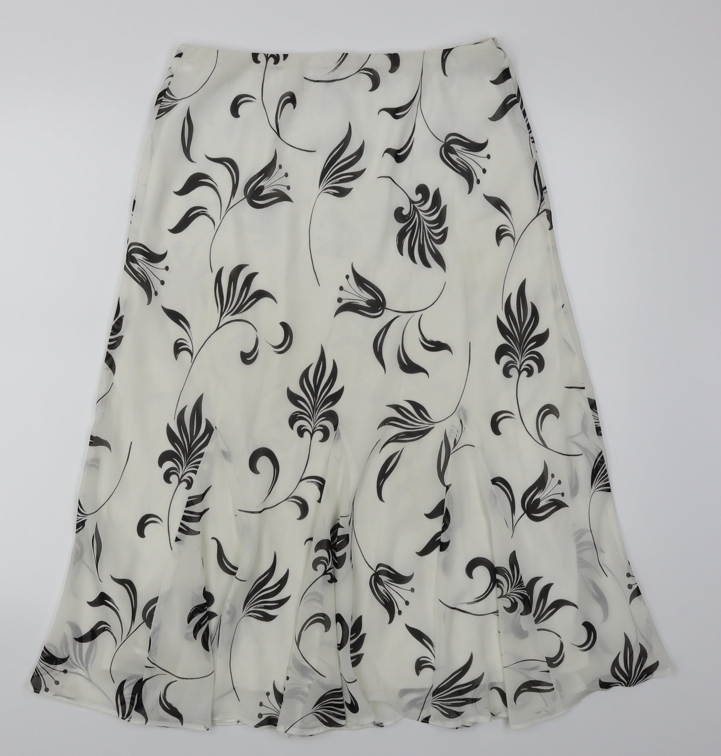 BHS Womens White Floral  Flare Skirt Size 12