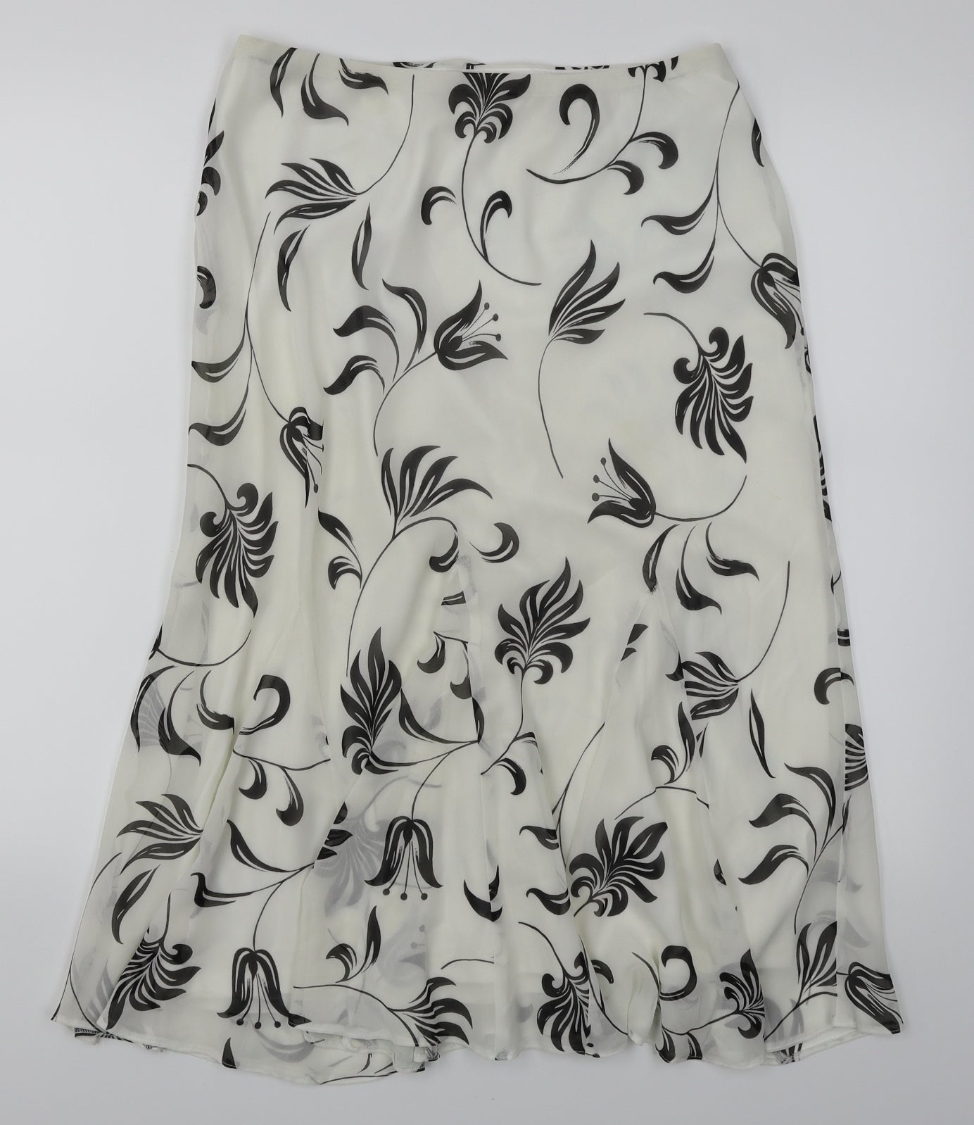BHS Womens White Floral  Flare Skirt Size 12