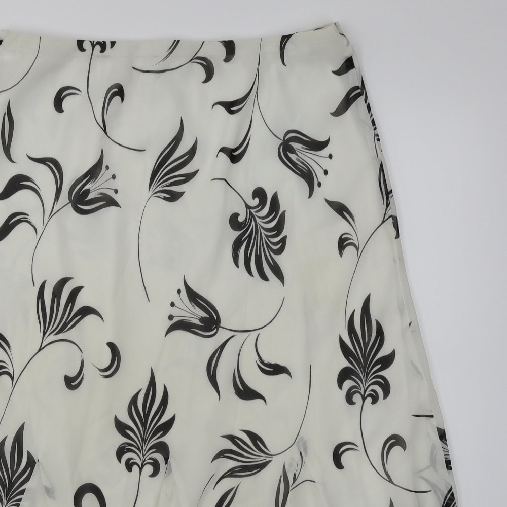 BHS Womens White Floral  Flare Skirt Size 12