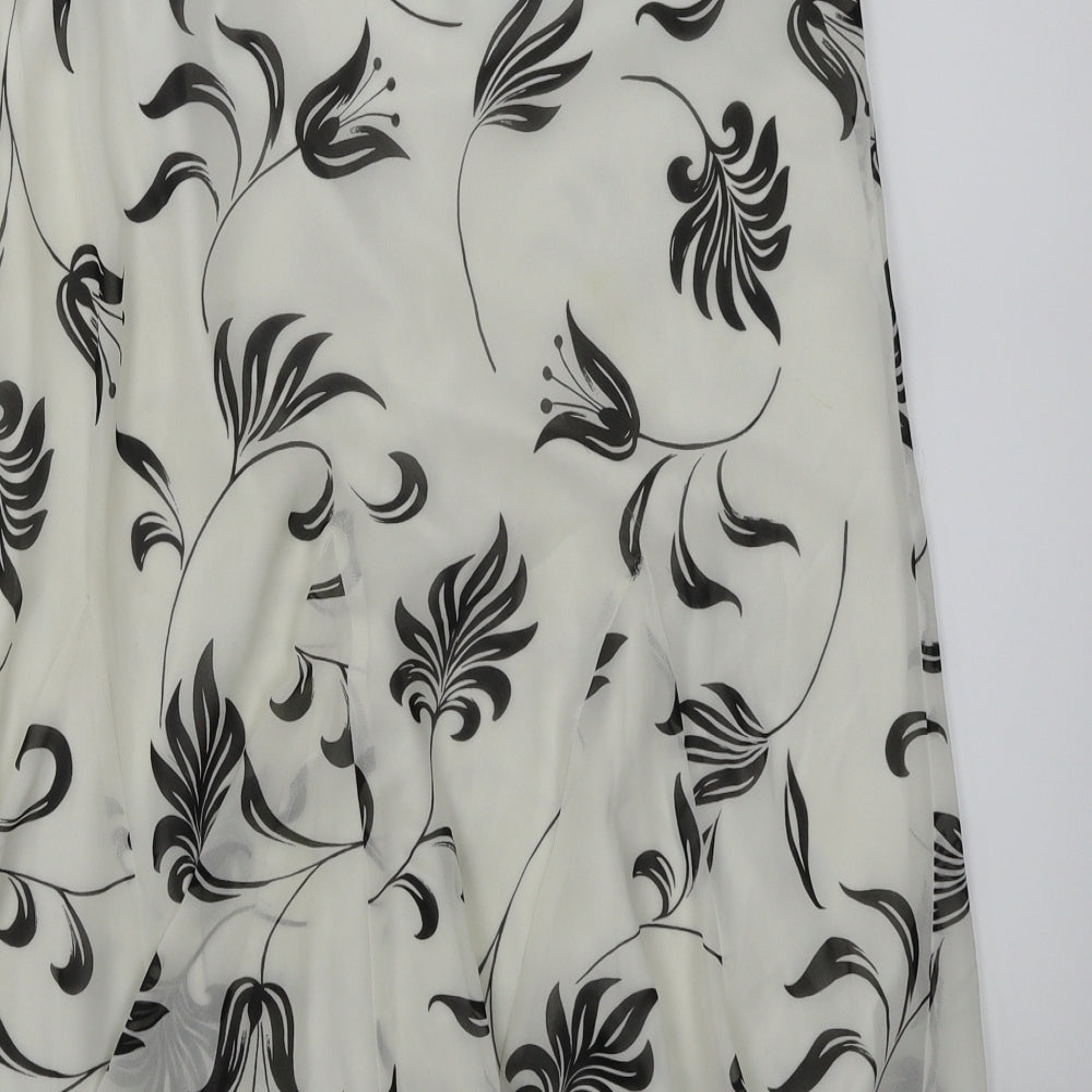 BHS Womens White Floral  Flare Skirt Size 12