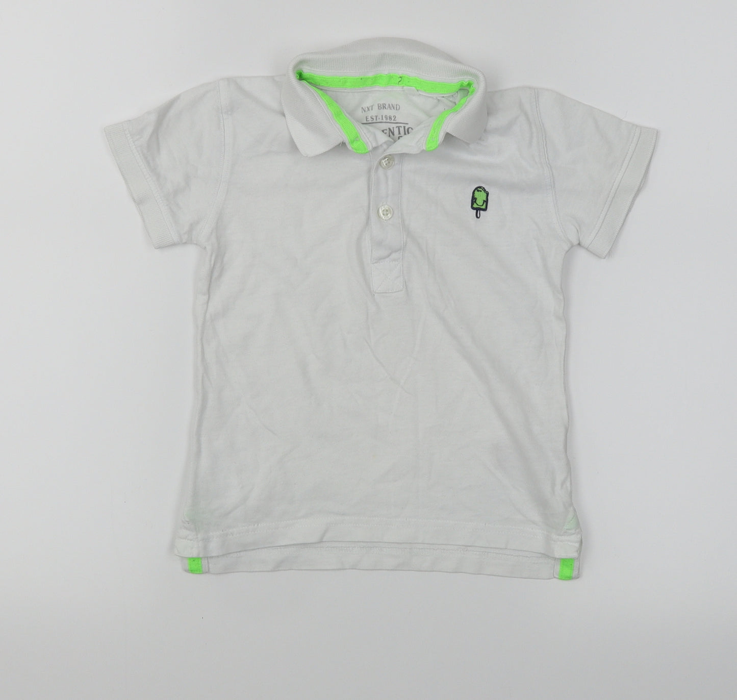 NEXT Boys White   Basic Polo Size 2-3 Years  - Ice cream