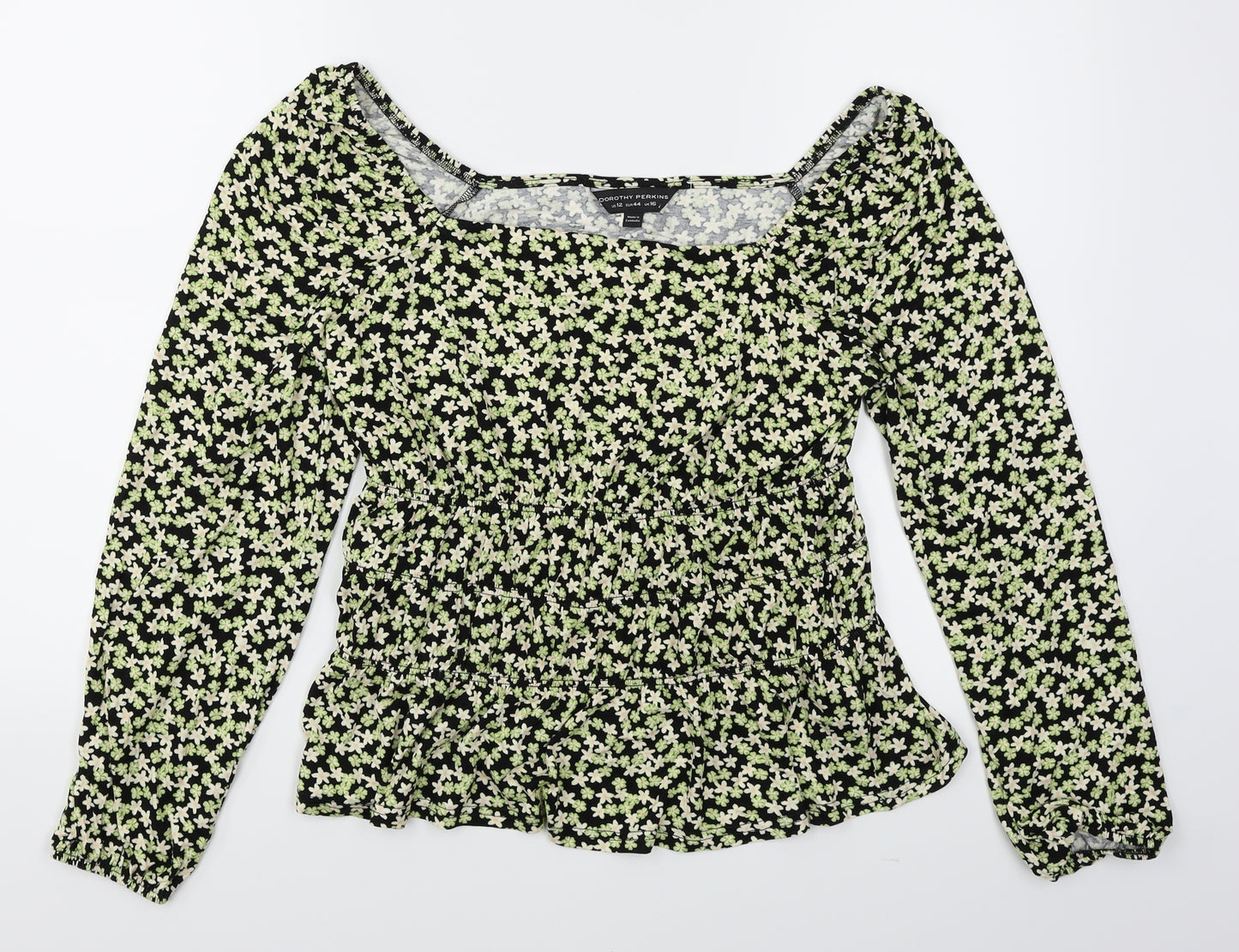 Dorothy Perkins Womens Black Floral  Basic T-Shirt Size 16