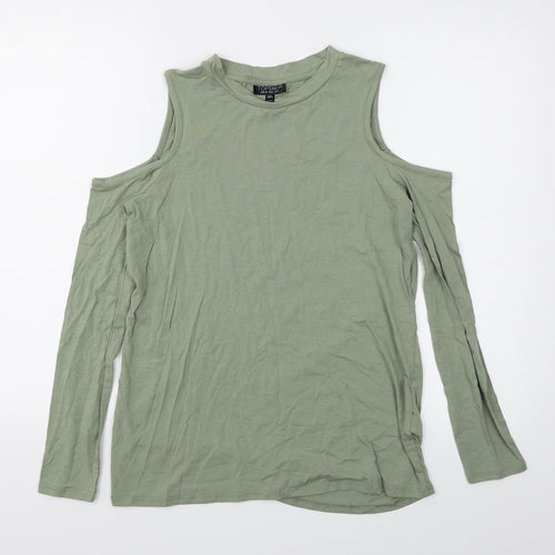 Topshop Womens Green   Basic T-Shirt Size 6  - Cold Shoulder