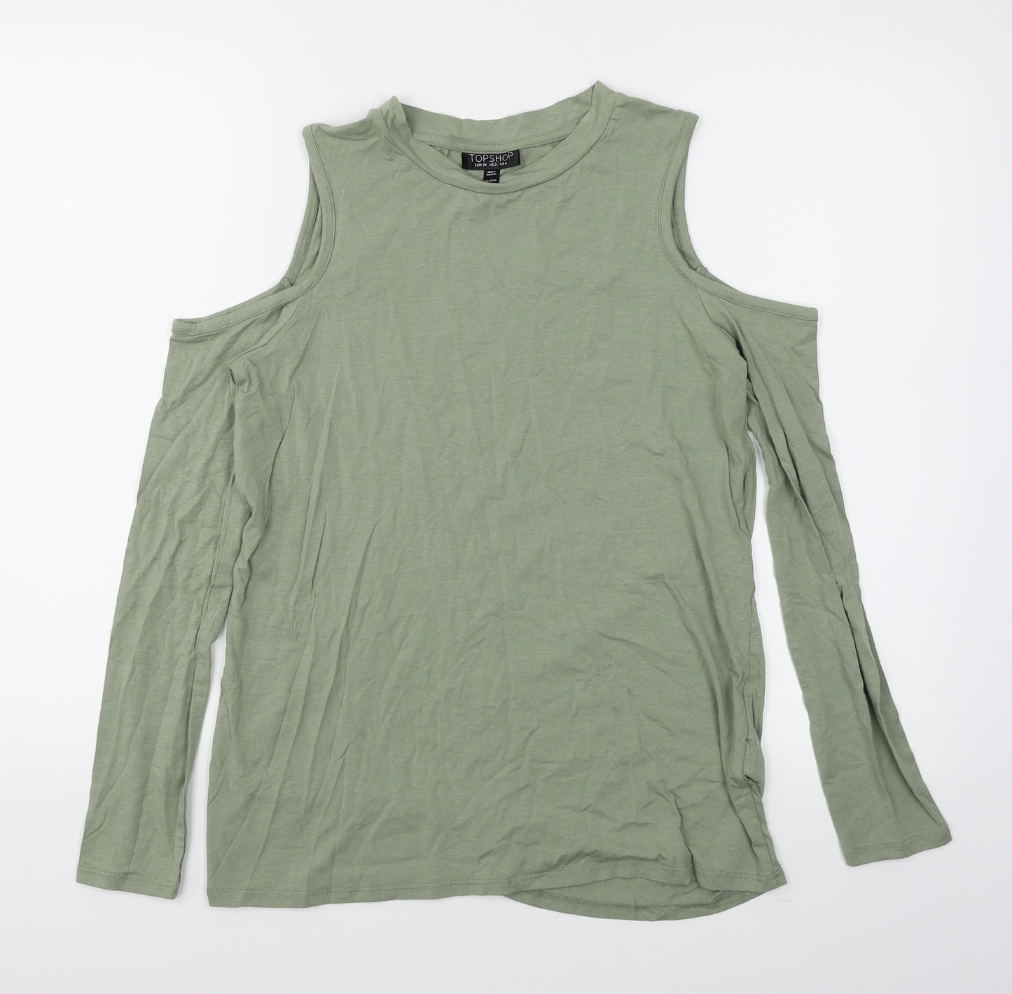 Topshop Womens Green   Basic T-Shirt Size 6  - Cold Shoulder
