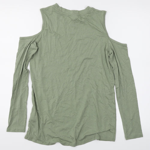 Topshop Womens Green   Basic T-Shirt Size 6  - Cold Shoulder
