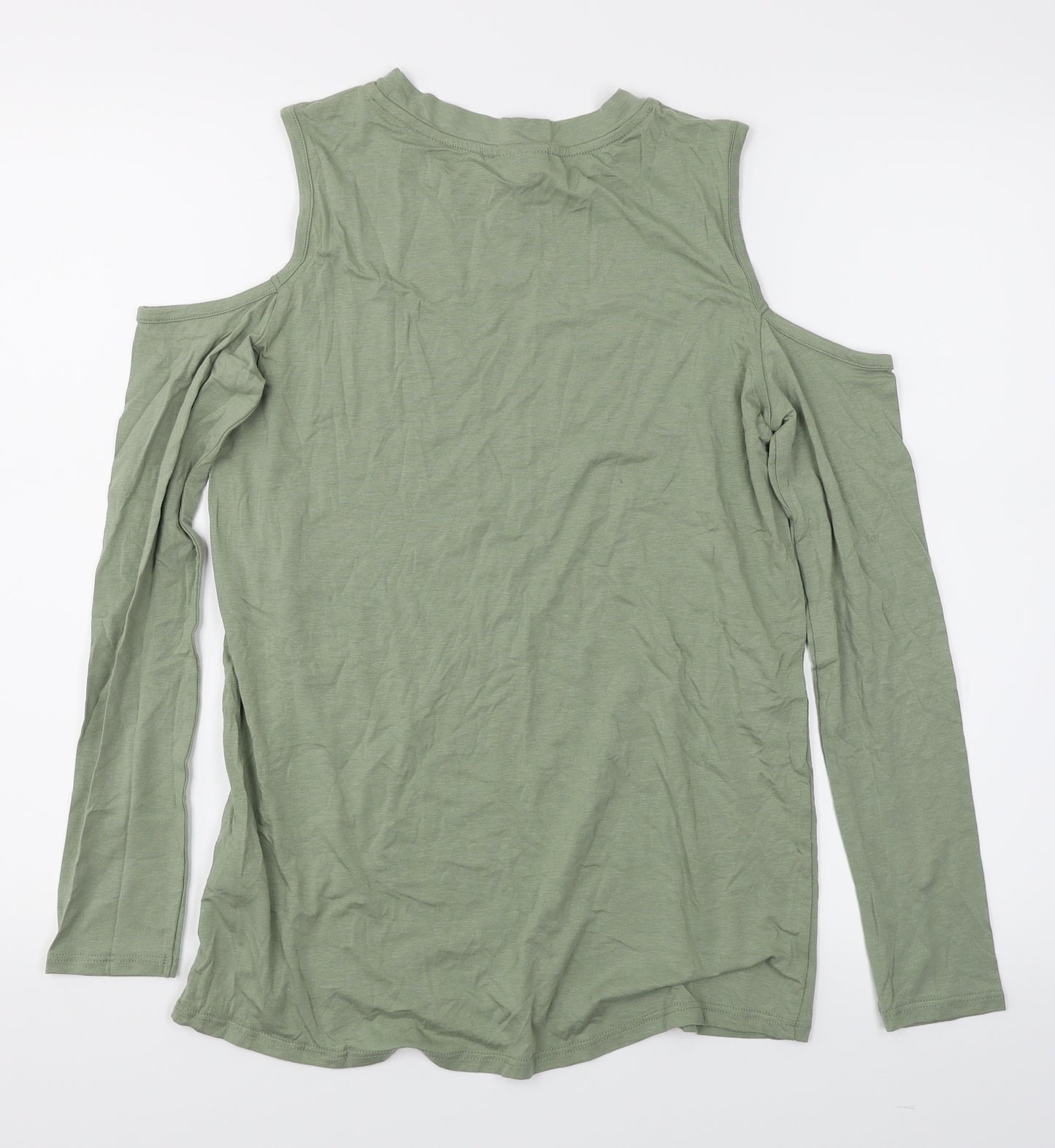 Topshop Womens Green   Basic T-Shirt Size 6  - Cold Shoulder