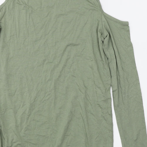 Topshop Womens Green   Basic T-Shirt Size 6  - Cold Shoulder