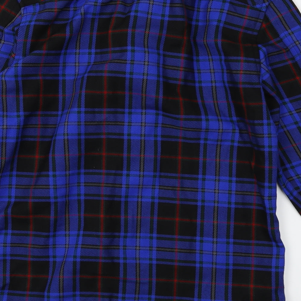 River Island Mens Blue Plaid Flannel  Button-Up Size XS