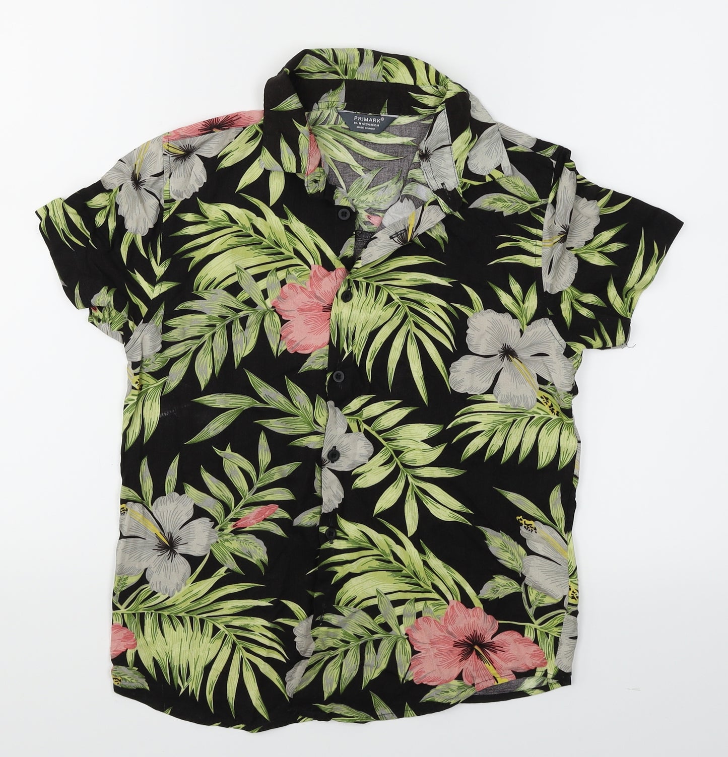 Primark Boys Black Floral  Basic Button-Up Size 10-11 Years