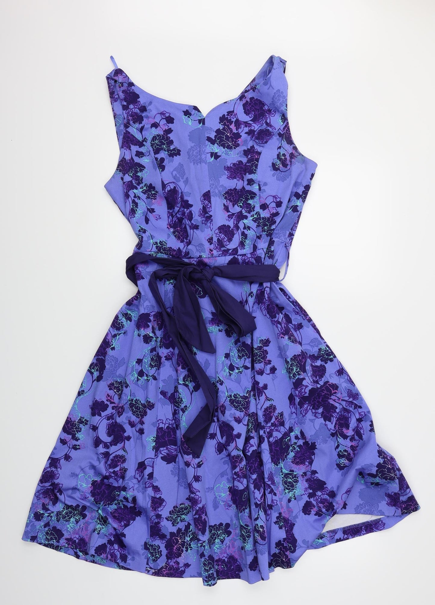 Per Una Womens Blue Floral  Fit & Flare  Size 14