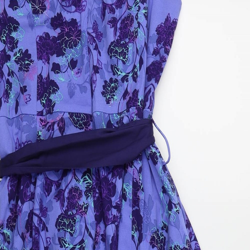 Per Una Womens Blue Floral  Fit & Flare  Size 14