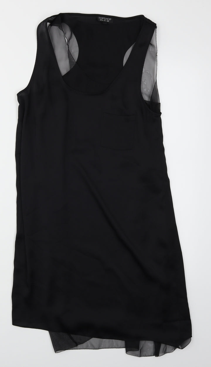 Topshop Womens Black Camisole Blouse Size 8 - Longline