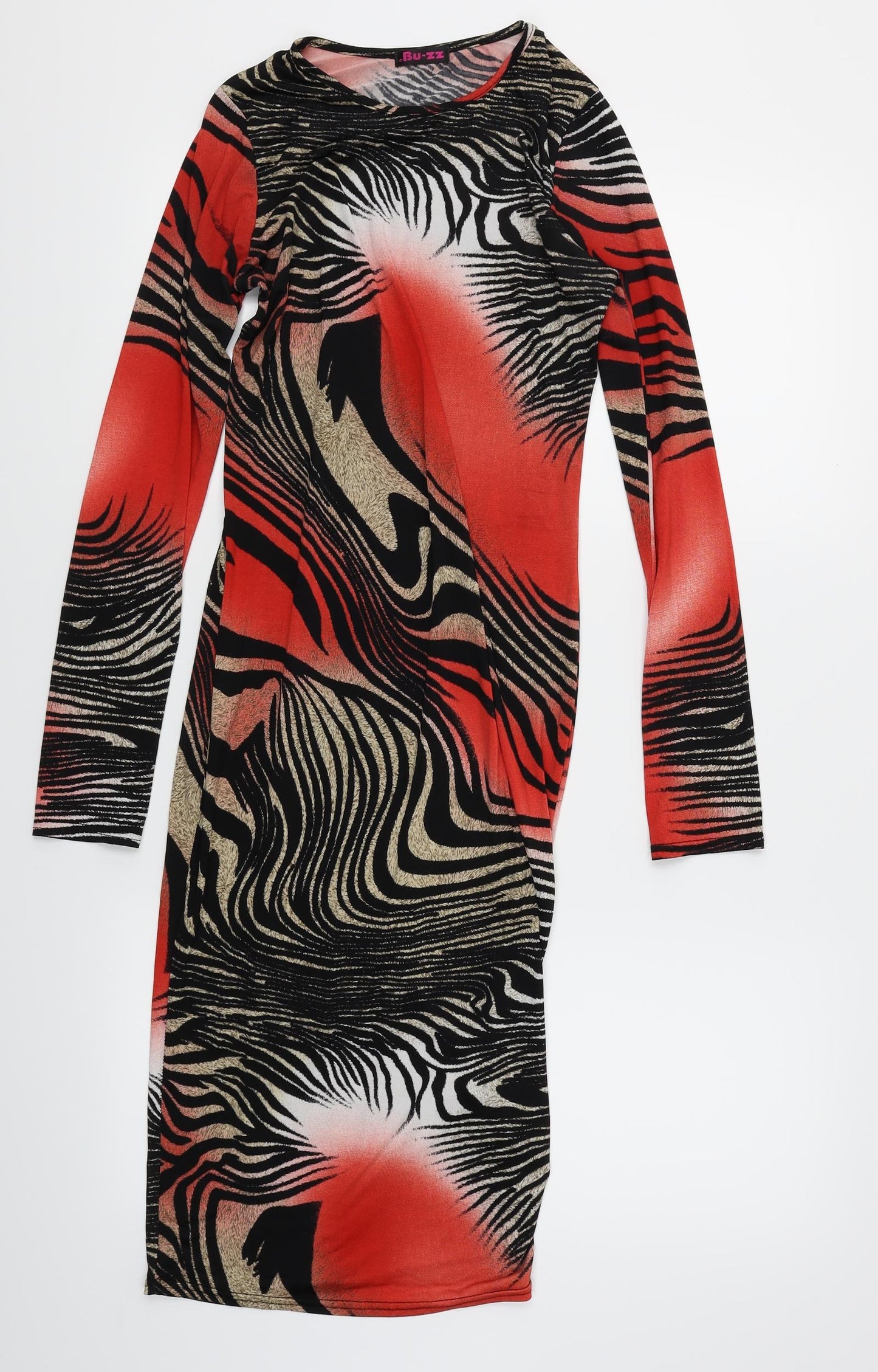 Bu-zz Womens Red Animal Print  Bodycon  Size M