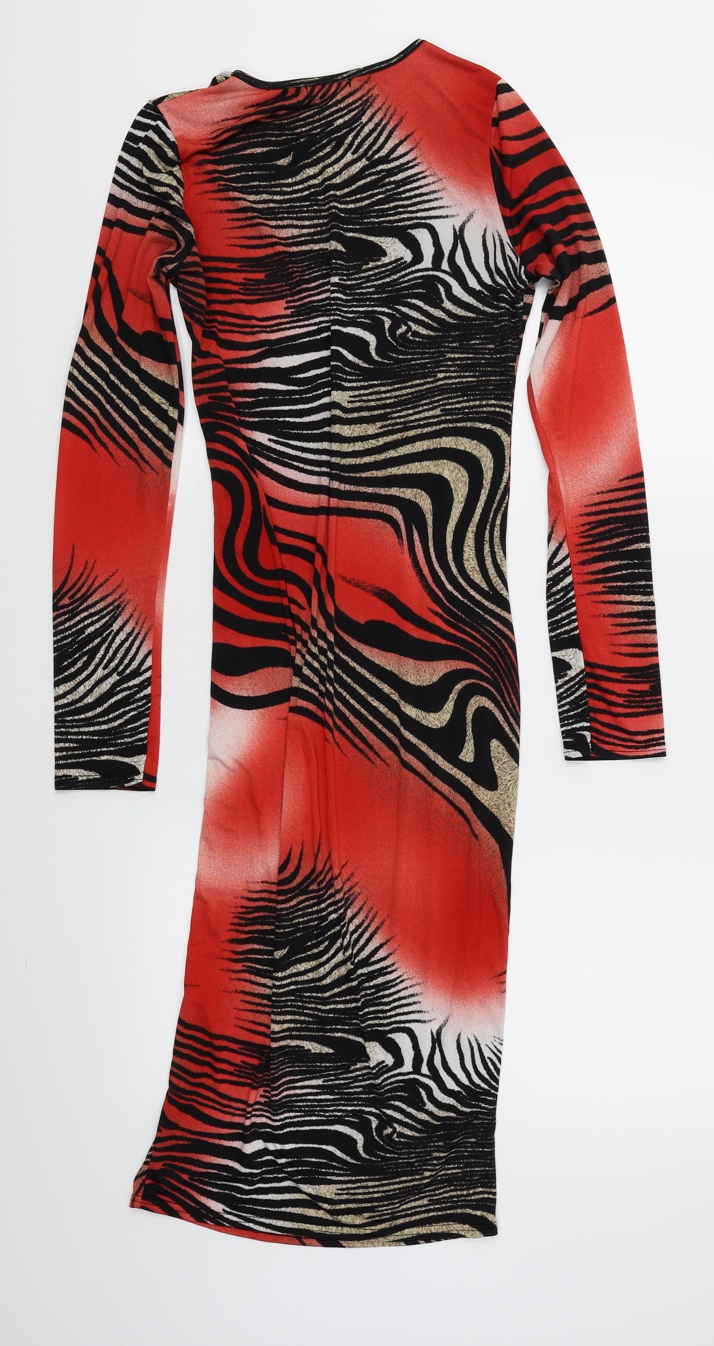 Bu-zz Womens Red Animal Print  Bodycon  Size M