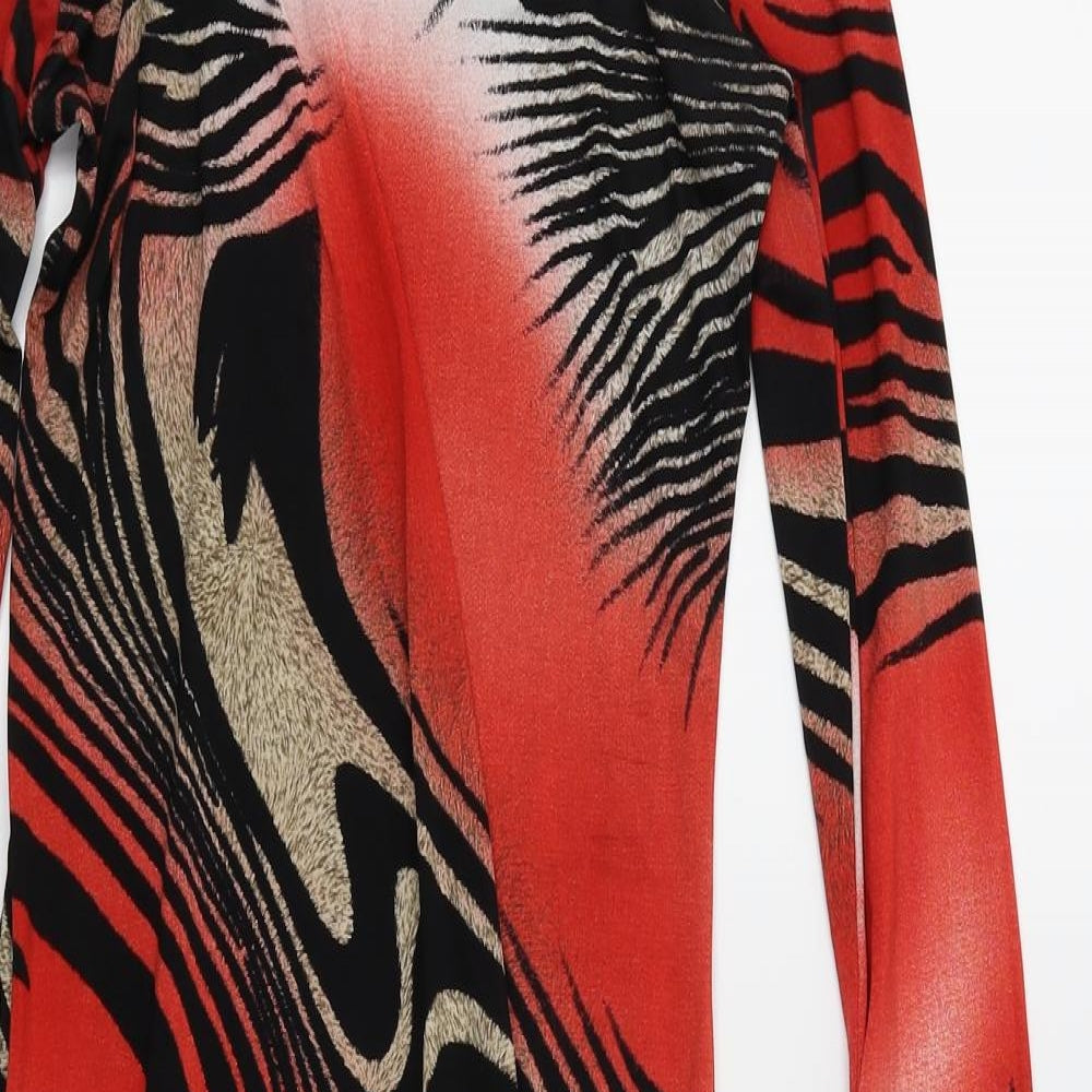 Bu-zz Womens Red Animal Print  Bodycon  Size M