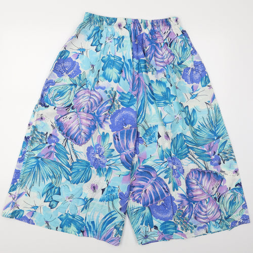 Three's Company Womens Blue Floral  Culotte Shorts Size 16