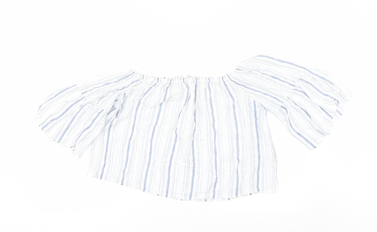 Preworn Womens White Striped  Cropped Blouse Size 12