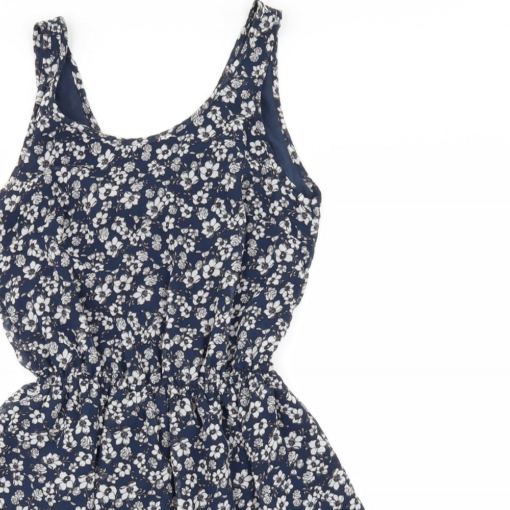 H&M Womens Blue Floral  A-Line  Size 10