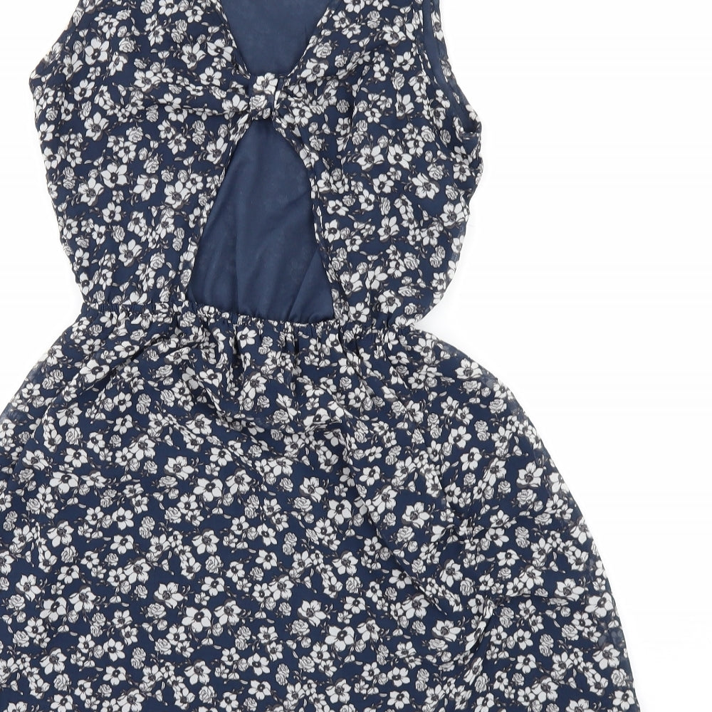 H&M Womens Blue Floral  A-Line  Size 10