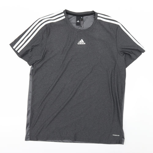 adidas Mens Grey    T-Shirt Size L