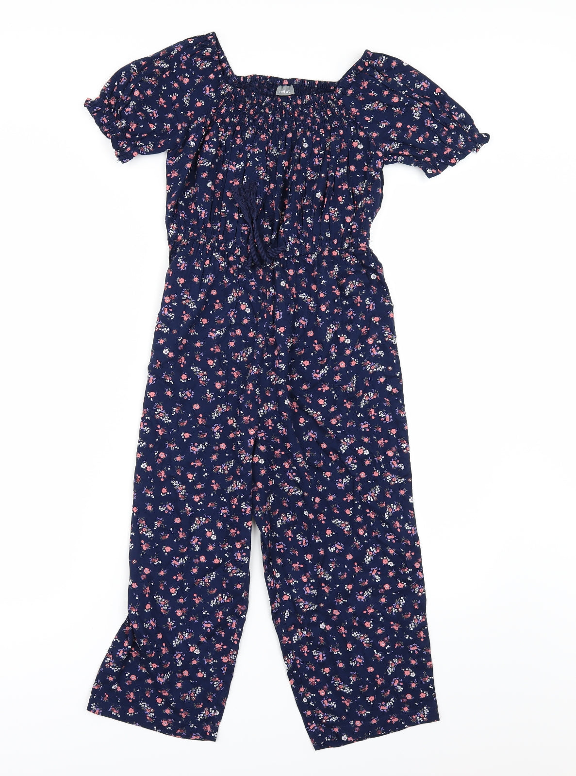 NEXT Girls Blue Floral  Jumpsuit One-Piece Size 7 Years