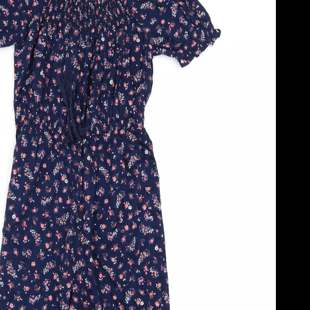 NEXT Girls Blue Floral  Jumpsuit One-Piece Size 7 Years