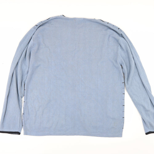 m2m Mens Blue Check  Pullover Jumper Size XL