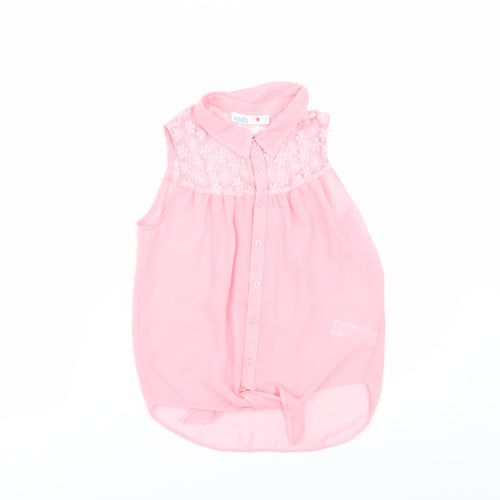 M&Co Girls Pink   Tunic Button-Up Size 9-10 Years