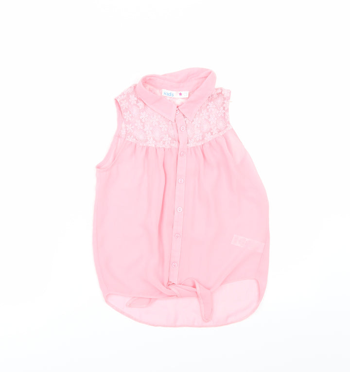M&Co Girls Pink Tunic Button-Up Size 9-10 Years