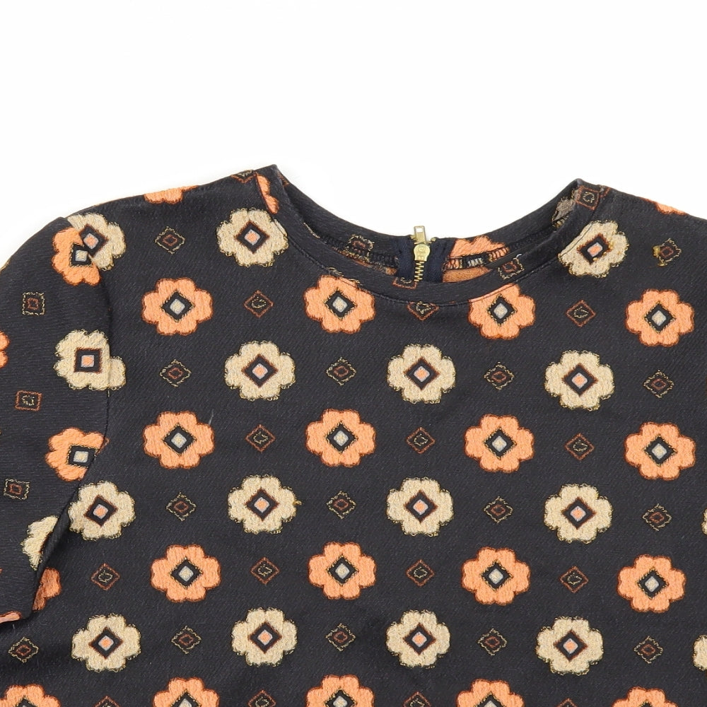 Miss Selfridge Womens Black Geometric  Basic T-Shirt Size 14