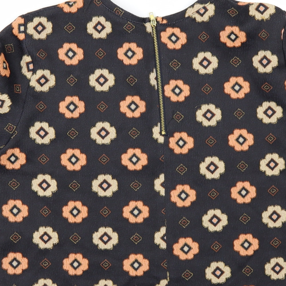 Miss Selfridge Womens Black Geometric  Basic T-Shirt Size 14