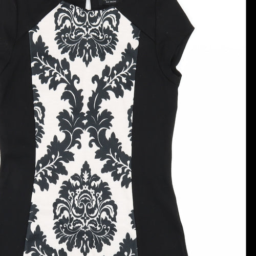 Dorothy Perkins Womens Black Geometric  A-Line  Size 10
