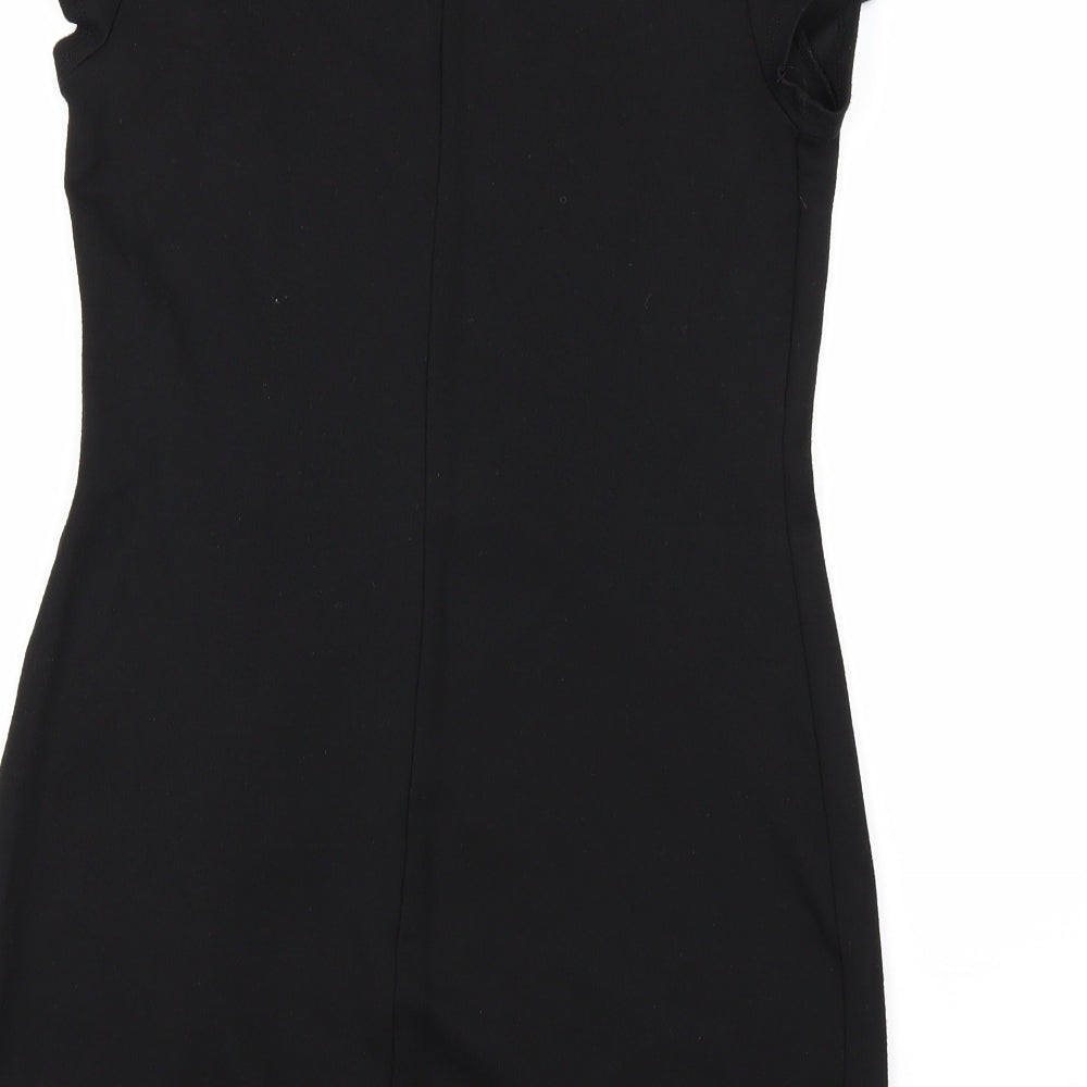 Dorothy Perkins Womens Black Geometric  A-Line  Size 10