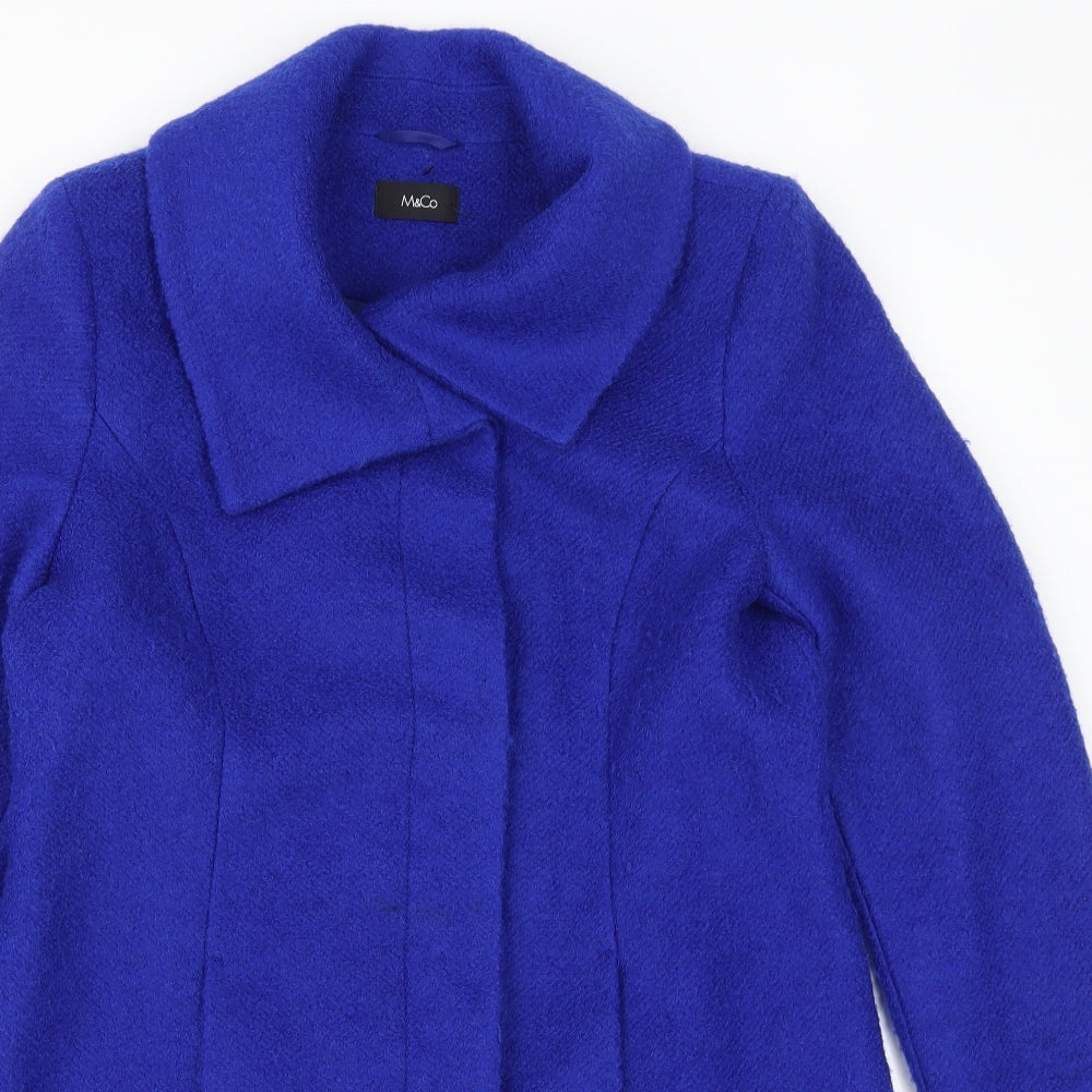 M&Co Womens Blue   Overcoat Coat Size 12