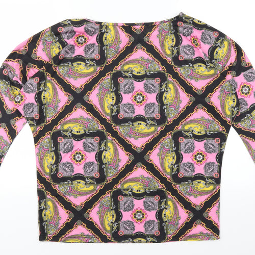 Papaya Womens Pink Geometric  Basic T-Shirt Size 12