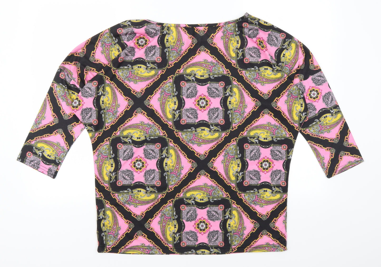 Papaya Womens Pink Geometric  Basic T-Shirt Size 12