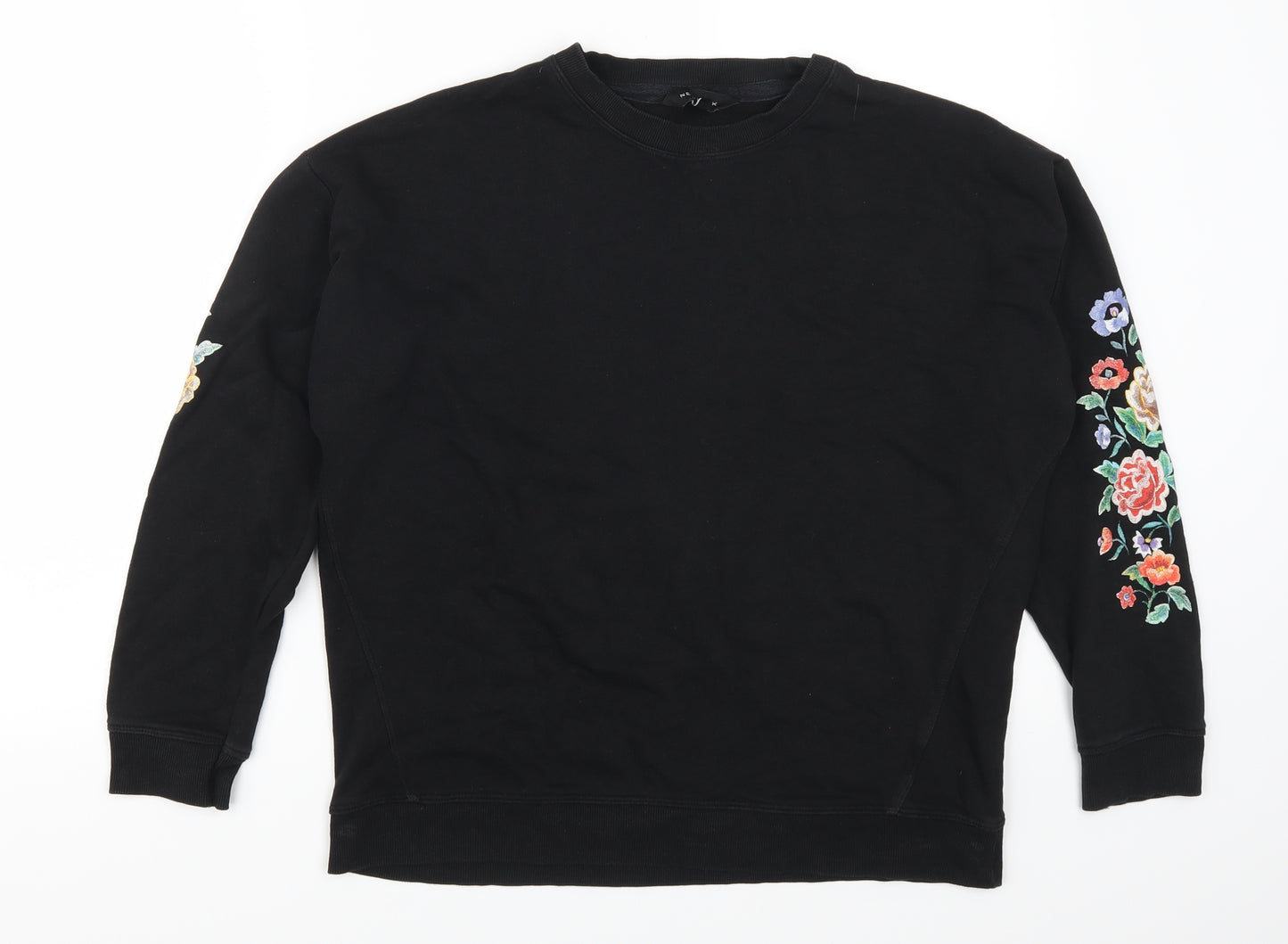 New Look Womens Black Floral  Pullover Sweatshirt Size 8
