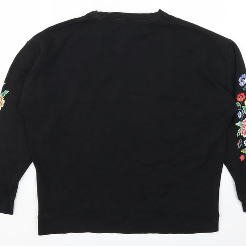 New Look Womens Black Floral  Pullover Sweatshirt Size 8