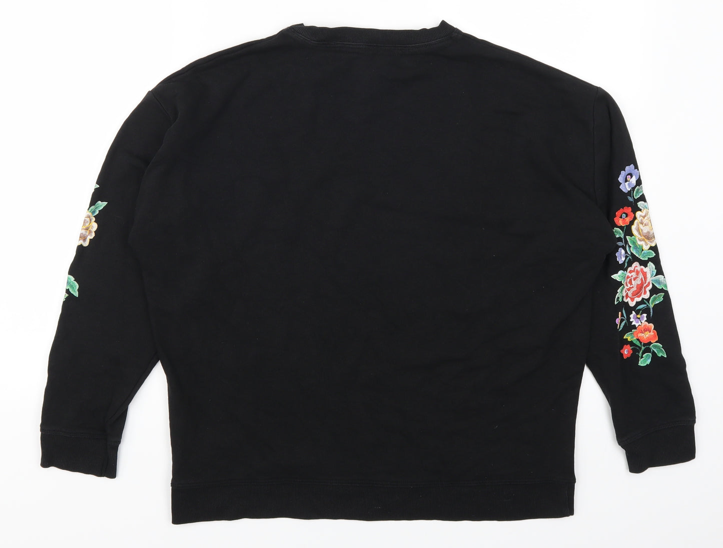 New Look Womens Black Floral  Pullover Sweatshirt Size 8