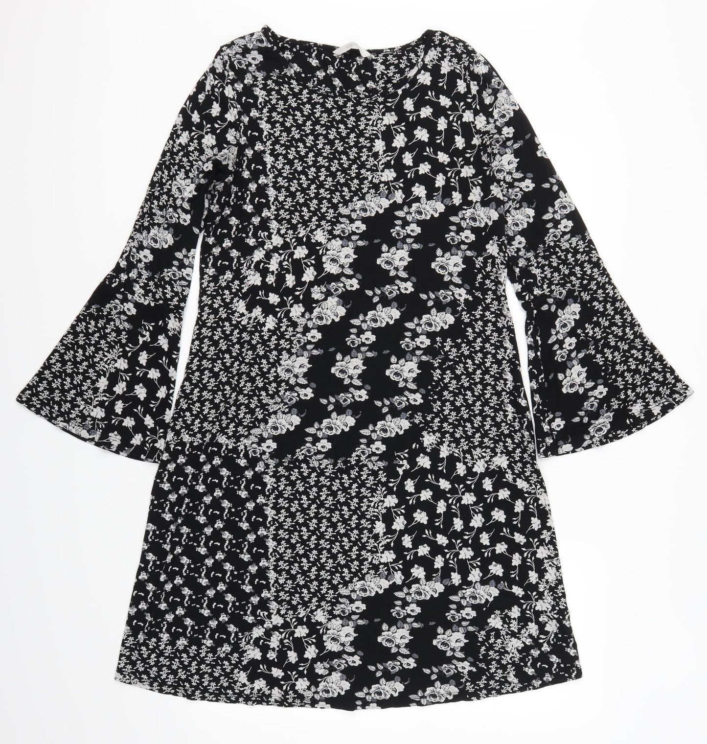 George Womens Black Floral  A-Line  Size 14