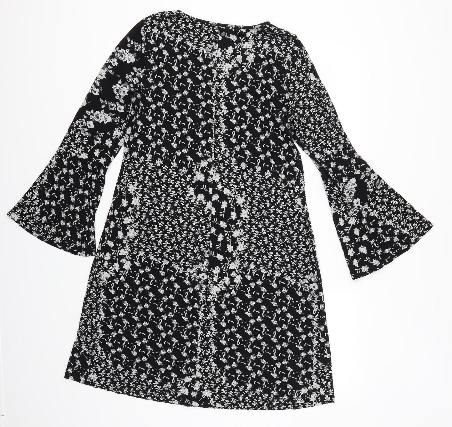 George Womens Black Floral  A-Line  Size 14