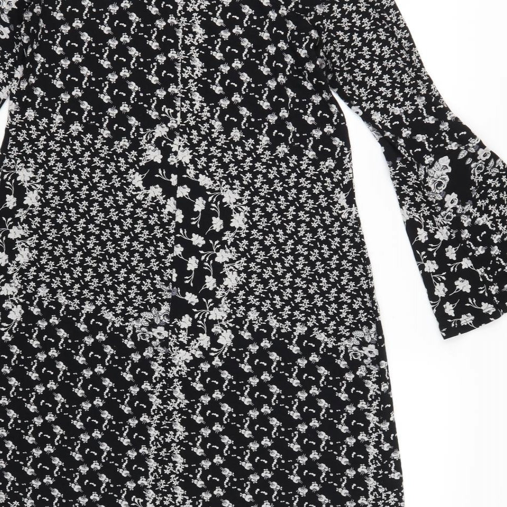 George Womens Black Floral  A-Line  Size 14