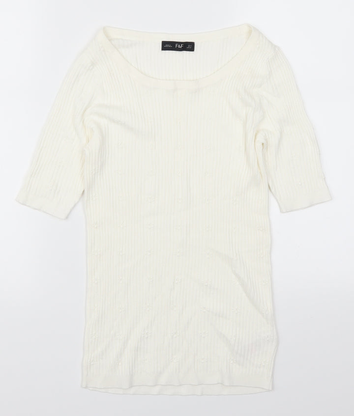 F&F Womens White Pullover Jumper Size 6