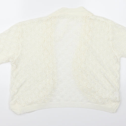 Preworn Womens White   Cardigan Jumper Size L