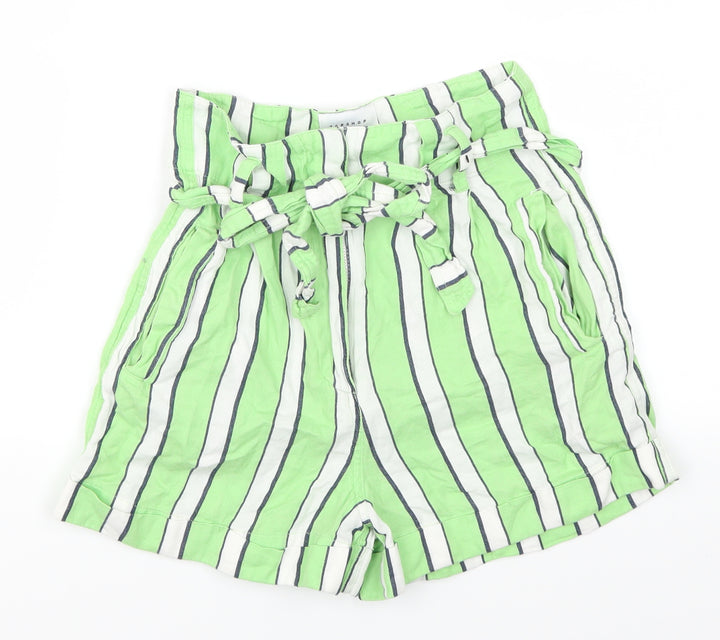 Topshop Womens Green Striped Mom Shorts Size 8