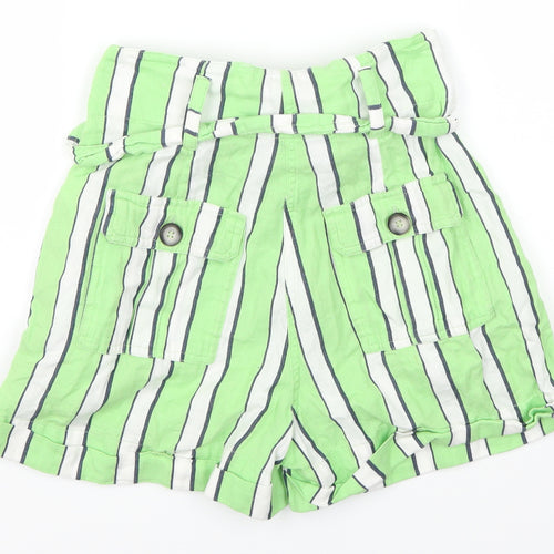 Topshop Womens Green Striped  Mom Shorts Size 8