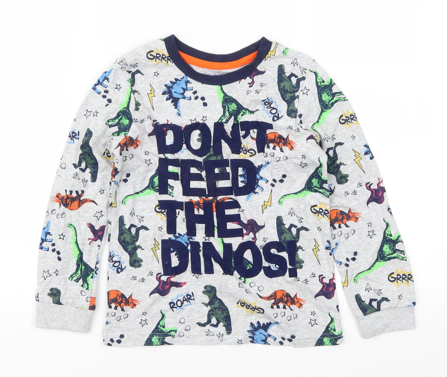 Nutmeg Boys Grey   Basic T-Shirt Size 5-6 Years  - Don't Feed the Dino's!