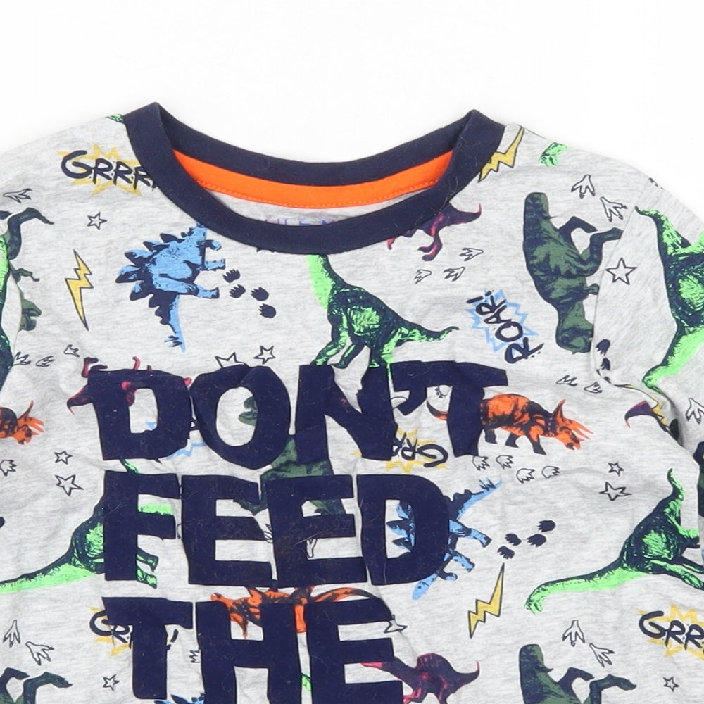 Nutmeg Boys Grey   Basic T-Shirt Size 5-6 Years  - Don't Feed the Dino's!